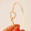 Bangle 1pcs Fashion Diamond Heart-shaped Bracelet Gold Elegant Female Accessory Jewelry For Women Party Birthday Summer