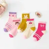 靴下5ペア/高品質のピンクの花の漫画編み暖かい女の子の新年の子供の靴下G220524