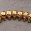 23mm heavy Gold diamond Bracelets Men's Jewelry chain 18k solid gold fill Lab diamond Hip Hop Chain Bracelet Men's Skull Head Bracelet 23cm
