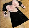 Повседневные платья элегантные большие розовые платья с луком женский дизайн французского стиля ретро для похудения Высококачественная сказочная принцесса с длинным рукавом мини Мини