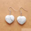 Dangle Chandelier Natural White Turquoise Beads Stone Earrings For Women Romantic Heart Shaped Pendant Hanging Earring Fashion Jew Dhfft