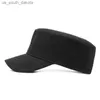 Bollkapslar 2022 Spring Cotton Leisure Flat Top Hat Men Big Size Black Military Cap Mitted Navy Caps 56-58cm 58-60cm 60-62cm L230523