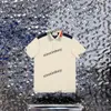 xinxinbuy Men designer Tee t shirt 23ss Collar Stripe Letter Jacquard short sleeve cotton women apricot white S-XL