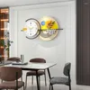 Wall Clocks Iron Art Creative Living Room Decorative Silent Sweeping Clock Round Ring Branch Leaf Nice Day High Density Dial Plate