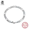 Bangle ORSA JEWELS Italiano 925 Sterling Silver Men Pulseira 5.0mm DiamondCut Figaro Chain Bracelet para Mulheres Ampla Pulseira Grossa SB66