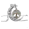 Подвесные ожерелья ретро Дерево жизни Time Time Gem Стеклянное колье и женский лунный свитер CH GSFN191 с цепной микшкой.