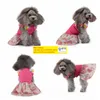 Chien jupe chemise robes roses vêtements pour chiens sublimation imprimé animaux vêtements t-shirt plissé princesse robe pour animaux de compagnie avec des fleurs jupes de mariage pour