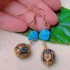 Brincos de Moda de Moda Natural Gemita Nepal Blue Azul Gold Gold Stud de Natal Ano de Água Doce Valentim do Dia dos Namorados Carnaval