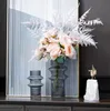 花瓶クリエイティブなガラス縞模様の花瓶シンプルな家の装飾装飾デスクトップテレビキャビネットは透明な水を保持できます