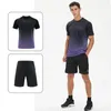 Running Set Set Tracksuit Men Women 2 PCS Fitness Träningssträning Gym 2023 Handring av vandringsfotbollströja och shorts uniform