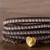 Charm Armband Femme 4mm Natural Stone Bead Leather Wrap Armband Layering Women 5 Wraps Bridesmaid Gift Drop
