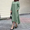 Etnik Giysiler Müslüman Kadınlar Giyin Bahar Özet Cepleri Rirregüler Hem Arapça Suudi Robe Eid al-adha Dua Giysileri