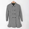 Dameswollen Blends Double-breasted Houndstooth Coat 2023 Autumn Winter Ladies Outparden Tops Midden-Length Jacket met zakken