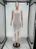 新しいデザイナーセクシードレス夏の女性のノースリーブボディードレスホロータッセルシースサンドレスY2Kストリートウェアビーチ摩耗卸売服9893