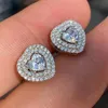 Brincos de garanhão do coração designer Mulher Mulheres 925 Prata Brincos de Crystal Stud, em forma de coração brilhante, prata, jóias clássicas de garanhão de zircão feminino