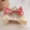 Saç aksesuarları 10pc/lot pembe/bej yay düz renkli prenses taç klipli bowknot saç tokası çocuklar barrette kore