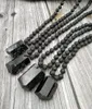 Necklaces YA3870 Natural Black Tourmaline Stone Pendant Lava Beads Knot Handmade Necklace