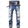 Hommes Designer Jeans Homme Pantalons Designer Black Skinny Stickers Light Wash Ripped Moto Rock Revival Joggers True Religions Jeans pour hommes G9yb #