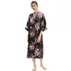 Vêtements de nuit pour femmes Imprimer Peignoir Robe Demi Manches Femmes Kimono Robe Avec Ceinture Casual Home Wear Été Col En V Chemise De Nuit Loungewear