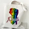 LGBT Bag Love Is Loves Rainbow Printed Canvas Bag One Shoulder Backpack Student Leisure Handbag Shopping Bag