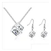 Oorbellen ketting water kubieke zirkon kettingen oorrang sieraden sets gsfs030 mode dames cadeau set drop levering dhbde