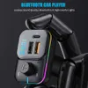 NOVO CAR Bluetooth 5.0 FM Transmissor sem fio HandsFree Audio Mp3 Player Modulator Colorful Lights Dual USB Carregador 12-24V