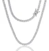 Kettingen 4mm zirconia 5A iced out bling cz tennis ketting ketting vonkende bling bruiloft verloving bruidscadeau choker 15" 16"