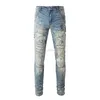 Vêtements de créateurs Amires Jeans Pantalons en denim Amies High Street Worn Old Jeans Male Slim Fit Élastique Genou Trou Petit Pied Long Pantalon Homme Distressed Ripped Skinny Motocy