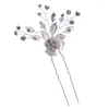 Hair Clips Rhienestone Flower Pins Silver/Rose Gold Color Wedding Jewelry Accessories Leaf Style Head Ornament For Bride