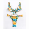 Women's Swimwear 2023 New Low Waist Micro Bikinis with Underwire Sexy String Thong Swimsuit Womens Swimwear Floral Print Bathing Suit Beachwear Y23
