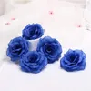 Декоративные цветы из искусственного шелка, головки роз, 50 шт. для украшения шляпы, одежды, свадьбы (темно-синий)