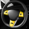 Nouveau 3 pièces en Fiber de carbone modèle voiture volant panneau couverture autocollant garniture décoration pour Tesla modèle 3 y 2021 accessoires modifiés