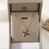 Collane Creative Rotating Purple Zirconia Flower Pendant Chain Collana di fidanzamento Gioielli in rame da donna Regalo per feste G220524