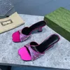 2023 High -end dames vierkant teen hoge hakken sandalen mode satijn echte zijden lederen bodem kristal diamanten schoenen catwalk show feestje trouwjurk sh49u#