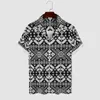 Men's Casual Shirts Holiday Nordic Vintage Print Vacation Shirt Hawaiian Novelty Blouses Mens Graphic Plus Size 4XL