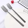 Servis uppsättningar 1st Black Flatware El Restaurant Picnic Trip Portable Cotestar 304 Rostfritt stål Metall Kök Bordsåverkan