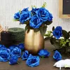 Декоративные цветы из искусственного шелка, головки роз, 50 шт. для украшения шляпы, одежды, свадьбы (темно-синий)
