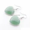 Dangle Chandelier Natural Aventurine Beads Stone Earrings For Women Romantic Heart Shaped Pendant Hanging Earring Fashion Jewelry Dhq1B