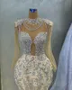 2023 maja ASO EBI Champagne Mermaid Sukienka PROM Kryształy koronkowe wieczór Formalne przyjęcie Drugie przyjęcie urodzinowe suknie zaręczynowe sukienki szat de soiree ZJ326