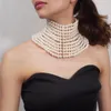 Choker Chokers Boho Uttalande Imitation Pearl Neckor for Women Collar Beaded Chunky Halsband Bröllopsklänning Charm smycken 2023 Ukmocchoker