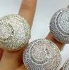 Band Rings Godki Luxury Disco Ball Boldt uttalande med Zirconia Stones Women Engagement Party Jewelry High Quality 230523