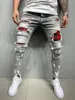 Men's Jeans Black Blue Grey Colors S-xxxl Sizes For Choice Fashion Design Men's Ripped Print Patch Style Stretch Skinny Pants