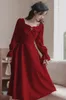 Casual Dresses Red Wedding Engagement Recalls Wine Evening Dress