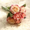 Decoratieve bloemen 1 Bouquet Kunstmatige rozen Hybride Peony Bloemhuwelijk Bruid Houd zijden Daisy voor trouwhuis tafel feest decoratie