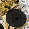 Berets Large Brim Wheat Straw Hat Summer Hats For Women 10cm/15cm/18cm With Black&White Ribbon Beach Cap Boater Flat Top Sun