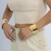 Bangle DIEZI Punk Fashion Vintage Hip Hop Cuff Wide Bangles Simple Gold Silver Color Bangle For Women Pulseras Bracelets Bangles Men 230524