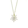 Choker Promotion Wholesale Fashion Jewelry Clear CZ White Fire Opal Stone Snowflake Pendant Necklace Gold Color