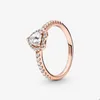 Sparkling Elevated Heart Ring for Pandora 18K Rose Gold Wedding Jewelry Designer Rings for Women Grils Heart Crystal Diamond Love Ring With Original Box Set