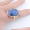 Com pedras laterais mulheres anéis ajustáveis ​​rings naturais turquesas de pedra natural abrindo colorido de ouro Crystal CZ zircão shtf5