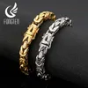 Bangle Fongten Gothic Style Heavy Men Bracelet Stainless Steel Punk Gold/Silver Color Cool Link Chain Bracelets Bangles Male Jewelry